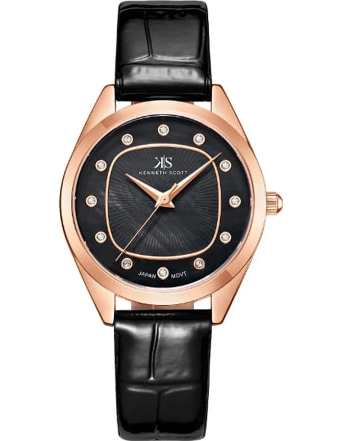KENNETH SCOTT Kenneth Scott K24508-RLBB Women's Analog Display Watch & Polyurethane Strap Black