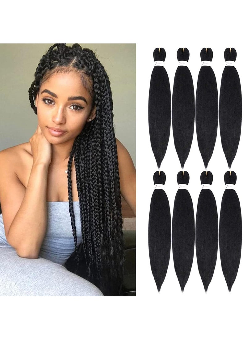 Estelle 26 Inch Pre Stretched Synthetic Hair Extensions Professional Yaki Braiding Hair for Senegalese Twists Box Braids Crochet Styles 100% Kanekalon Fiber Sweat Resistant black 8 Pieces  - Image 1