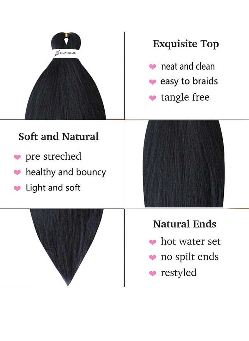 Estelle 26 Inch Pre Stretched Synthetic Hair Extensions Professional Yaki Braiding Hair for Senegalese Twists Box Braids Crochet Styles 100% Kanekalon Fiber Sweat Resistant black 8 Pieces  - Image 2