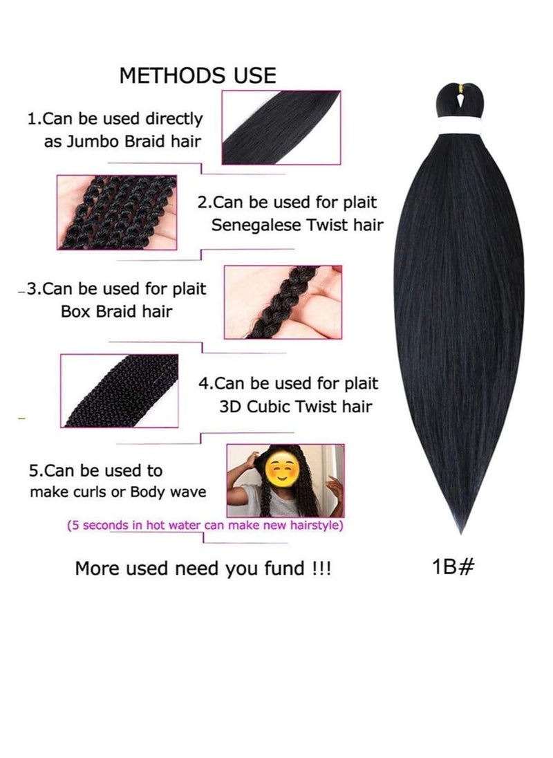 Estelle 26 Inch Pre Stretched Synthetic Hair Extensions Professional Yaki Braiding Hair for Senegalese Twists Box Braids Crochet Styles 100% Kanekalon Fiber Sweat Resistant black 8 Pieces  - Image 4