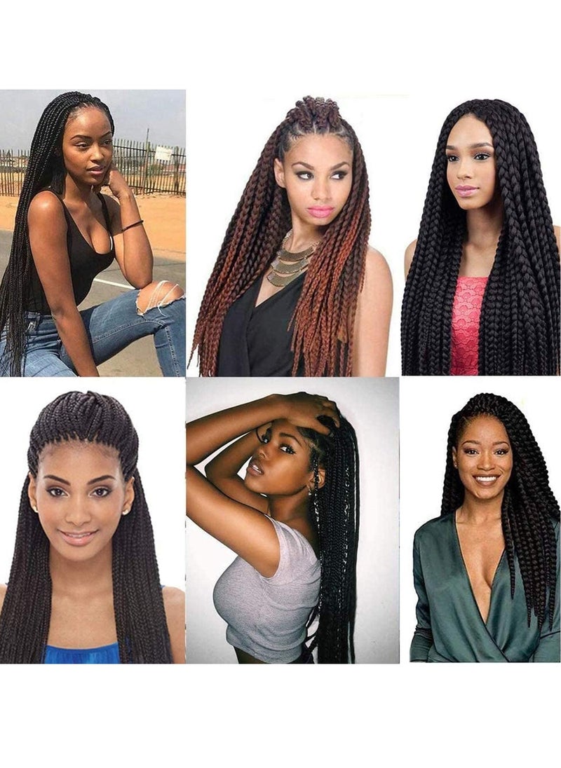 Estelle 26 Inch Pre Stretched Synthetic Hair Extensions Professional Yaki Braiding Hair for Senegalese Twists Box Braids Crochet Styles 100% Kanekalon Fiber Sweat Resistant black 8 Pieces  - Image 5
