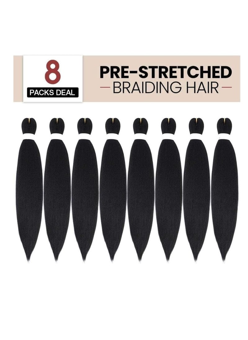 Estelle 26 Inch Pre Stretched Synthetic Hair Extensions Professional Yaki Braiding Hair for Senegalese Twists Box Braids Crochet Styles 100% Kanekalon Fiber Sweat Resistant black 8 Pieces  - Image 3