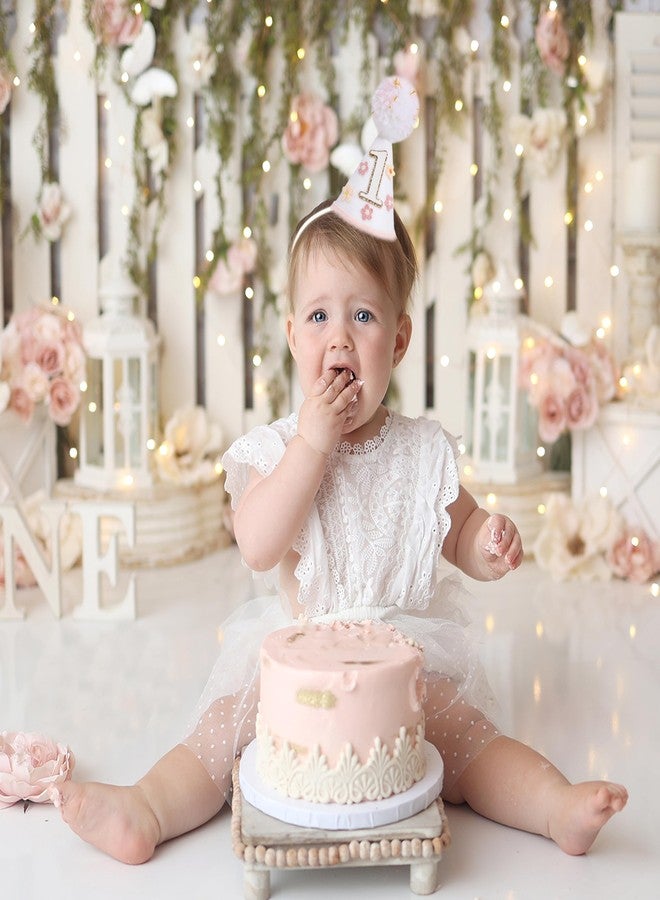 YOUAME Boho Daisy Flower Birthday Party Hat For Girls - Floral First Birthday Decorations, Boho Daisy Felt One Year Cone Hat, Groovy Flower Cake Smash Photo Props - Image 4