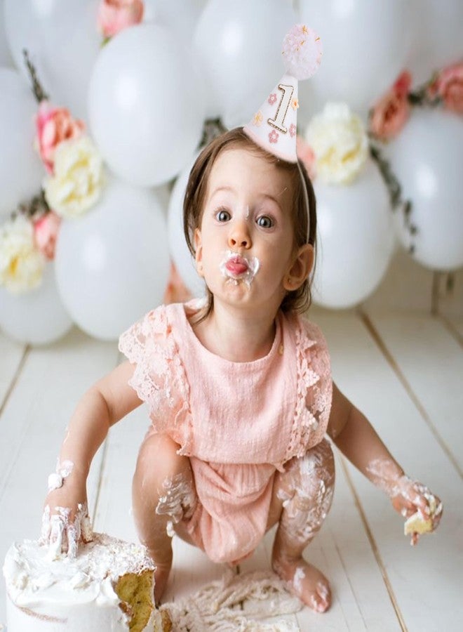 YOUAME Boho Daisy Flower Birthday Party Hat For Girls - Floral First Birthday Decorations, Boho Daisy Felt One Year Cone Hat, Groovy Flower Cake Smash Photo Props - Image 3