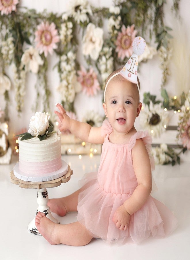 YOUAME Boho Daisy Flower Birthday Party Hat For Girls - Floral First Birthday Decorations, Boho Daisy Felt One Year Cone Hat, Groovy Flower Cake Smash Photo Props - Image 5