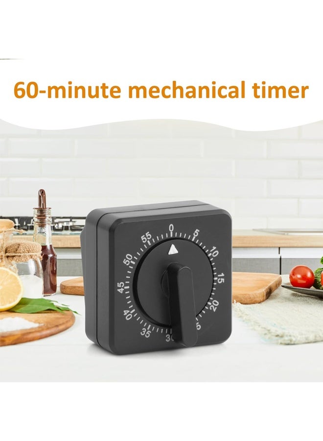 DUNISO Kitchen Timer，Square 60 Minute Mechanical Kitchen Timer,Chef Cooking Timer Clock with Loud Alarm No Batteries, Convenient,Easy to Use,for Kitchen Baking Homework Meeting,Black  - Image 4