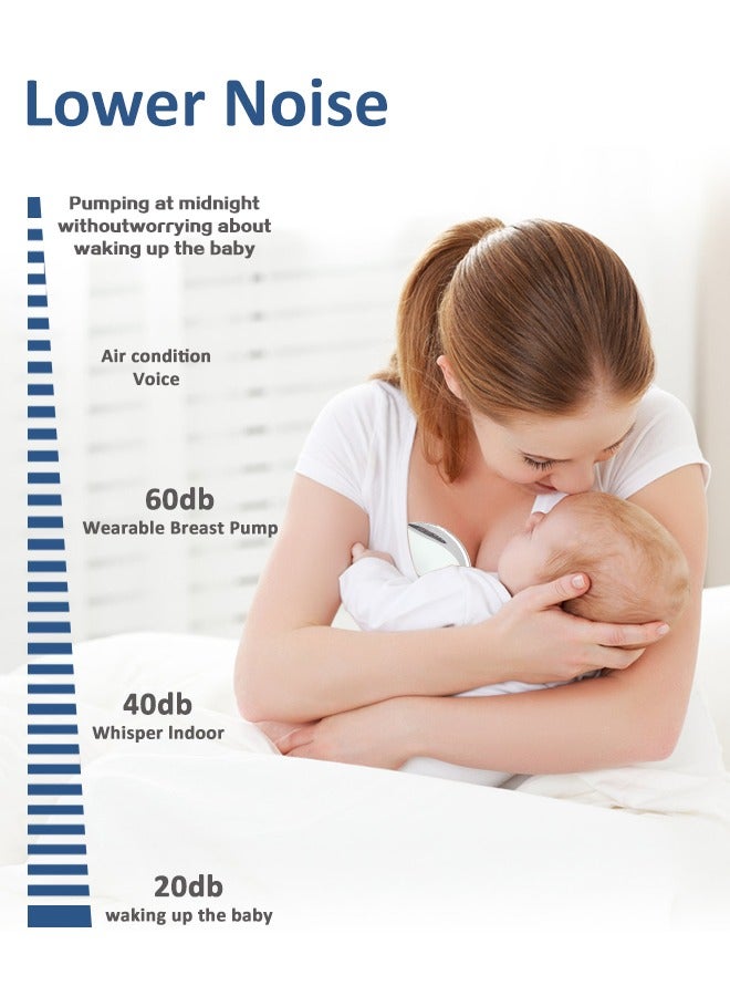 MomMed Electric Wearable Breast Pump Hands Free ,3 Modes & Digital Display, <45dB Quiet, Leak-Proof Design (Perfect Gift) White - Image 5