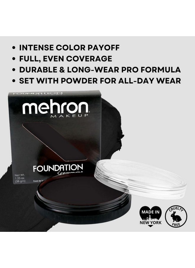 mehron - Mehron Makeup Foundation Greasepaint | Stage, Face Paint, Body Paint, Halloween Makeup 1.25 oz (38 g) (BLACK) - Image 1