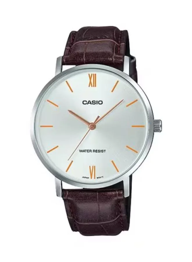 CASIO Men's Leather Analog Watch MTP-VT01L-7B2UDF - 40 mm