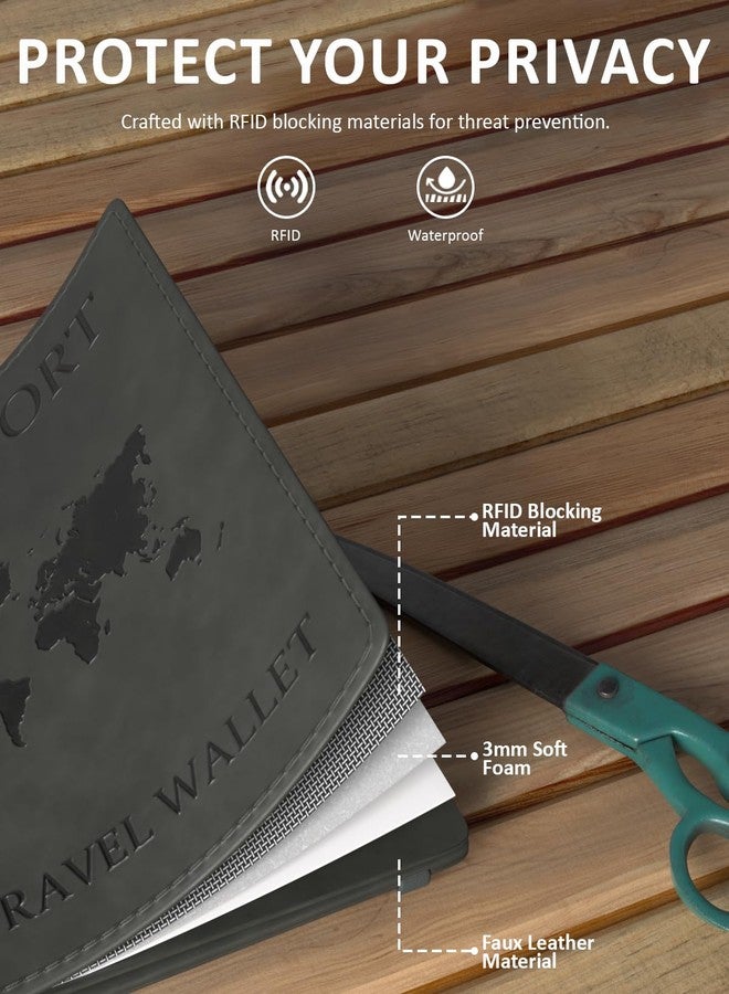 فيدوس حافظة جواز سفر فاخرة من الجلد الصناعي من فيدوس للرجال والنساء، غطاء جواز سفر، محفظة مع بطاقة ائتمان/خصم، بطاقة هوية، منظم ملحقات وثائق السفر المحمي بتقنية RFID. - Image 4