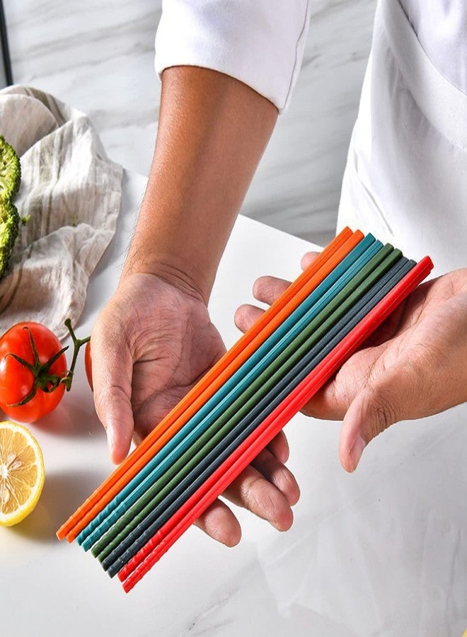 Hopoint 5 Pairs of Reusable Chinese Silicone Chopsticks with Classic Style Lightweight Hand Carved design. Includes Silicone Non Slip Stainless Steel Tableware for Kitchen Dining Tableware - Image 5