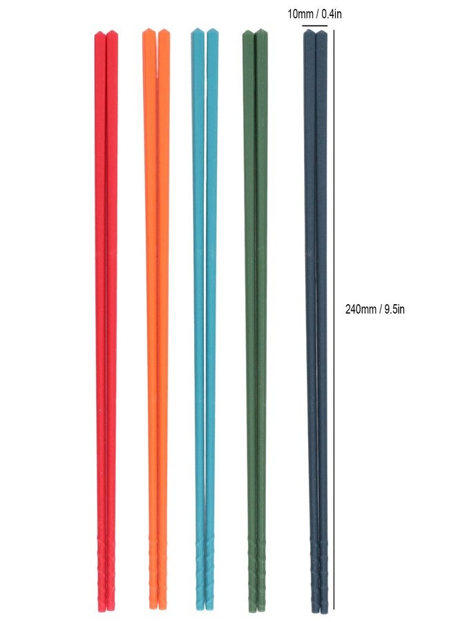 Hopoint 5 Pairs of Reusable Chinese Silicone Chopsticks with Classic Style Lightweight Hand Carved design. Includes Silicone Non Slip Stainless Steel Tableware for Kitchen Dining Tableware - Image 4
