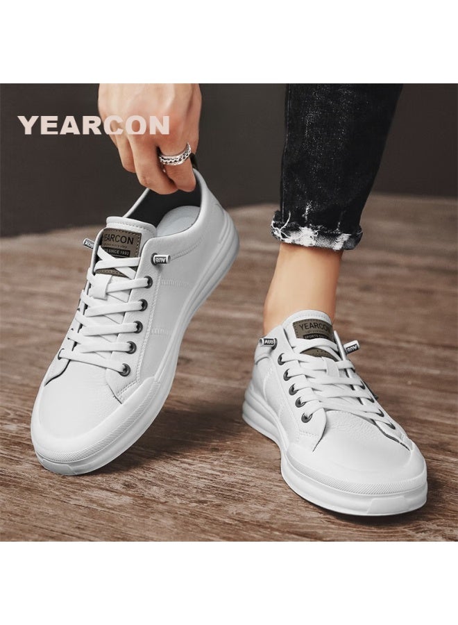 YEARCON Men'S Casual Shoes, White Sneakers, Low-Top Slip-On Skateboard Shoes E53304327, Beige/Light Gray, Size 41 - Image 3