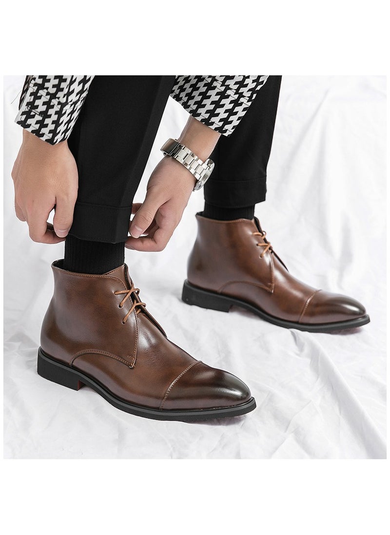 KUYING - New Men's Casual Leather Boots - Image 1