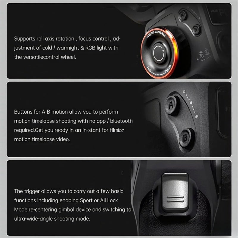 Phone Stabilizer: 3-Axis Anti-shake, 400g Payload, 18 Hour Battery - Magnetic Fill Light With AI Vision Sensor, Gesture Control, 360° Infinite Spin for Mobile Content Creators, Outdoor Vlogging - Image 5
