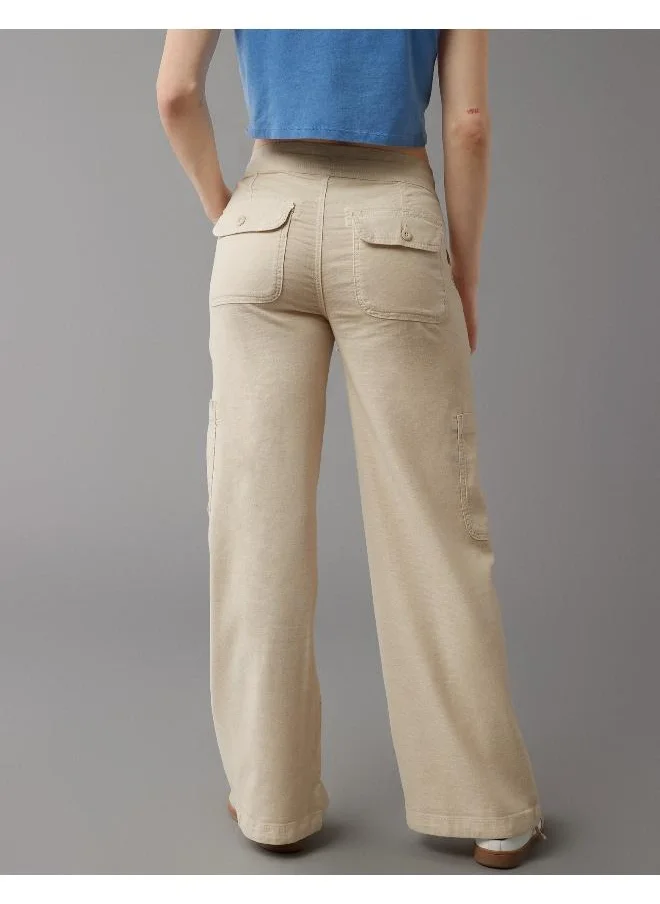 امريكان ايجل AE Dreamy Drape Linen-Blend Baggy Wide-Leg Cargo Pant