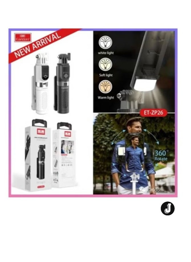 JAJEEK Bluetooth Remote Control Monopod Selfie Stick & Mini Tripod with Fill Light – Ideal for Live Broadcasting, Vlogging, Photography, and Selfies – Compact & Versatile, Black - Image 3