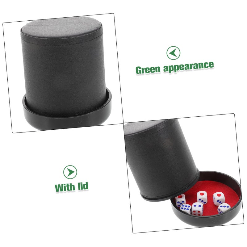 Noise Reducing Dice Shaker Cup With PU Leather Lid Quiet Night Mode For Game Party - Image 4