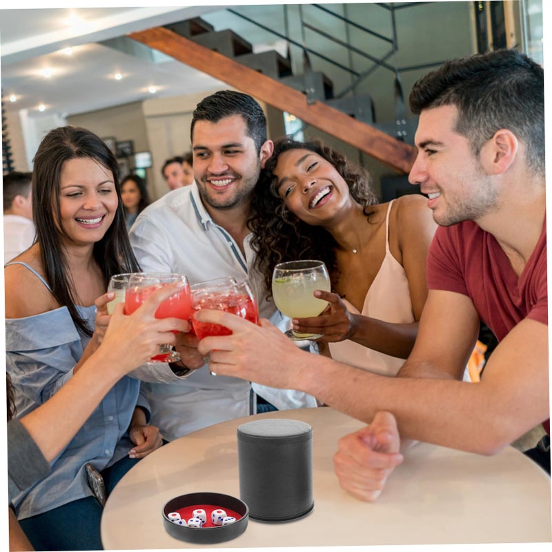 Noise Reducing Dice Shaker Cup With PU Leather Lid Quiet Night Mode For Game Party - Image 5