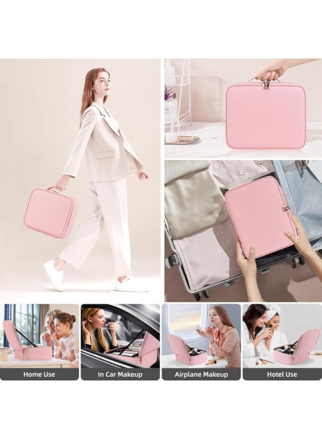 AVELORNOV Travel LED Makeup Organizer Bag – Pink Cosmetic Storage Pouch with Large Capacity, Waterproof Portable Beauty Case for Makeup, Toiletries & Skincare Essentials - Image 2