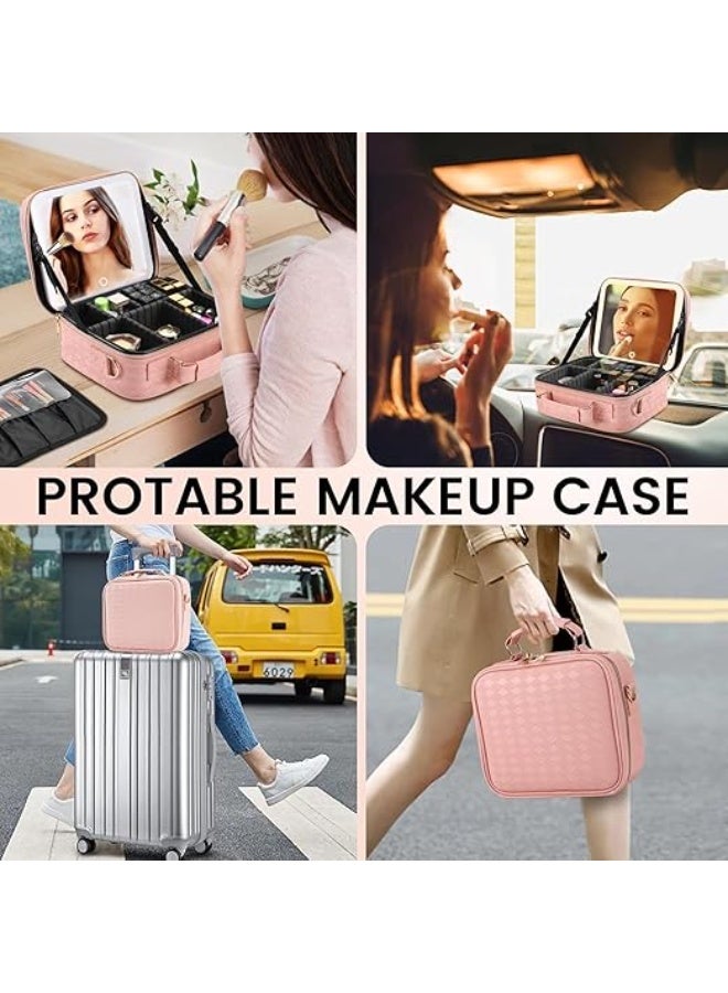 AVELORNOV Travel LED Makeup Organizer Bag – Pink Cosmetic Storage Pouch with Large Capacity, Waterproof Portable Beauty Case for Makeup, Toiletries & Skincare Essentials - Image 5