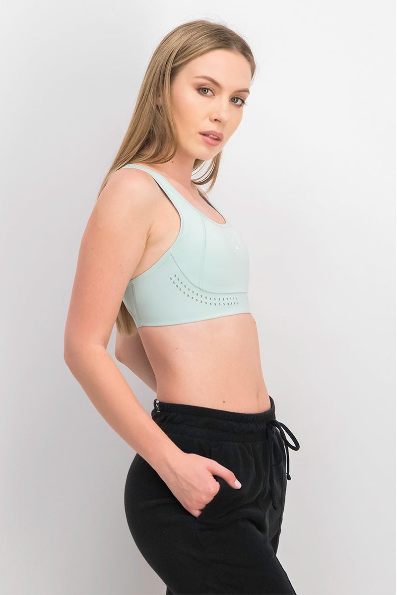 Adidas حمالة صدر رياضية مبطنة للنساء، أخضر رمادي - Image 4