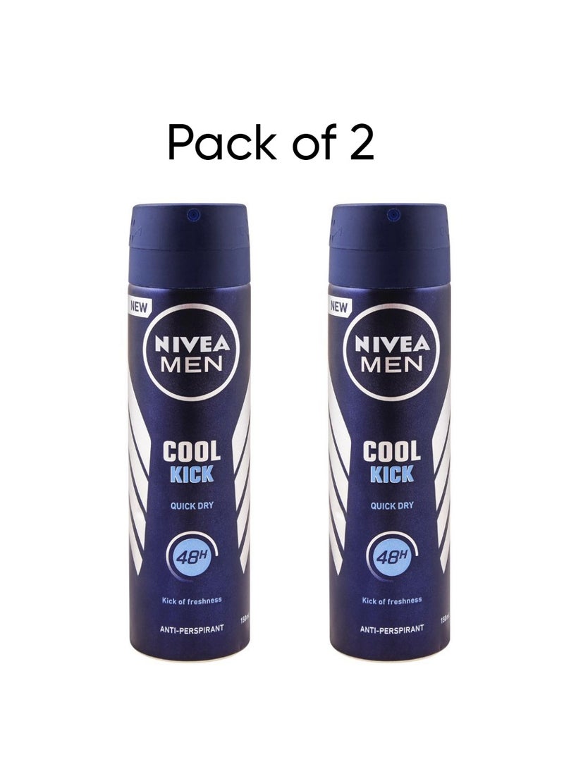 Nivea 48h Cool Kick Quick Dry Antiperspirant Spray 150ml pack of 2 - Image 1