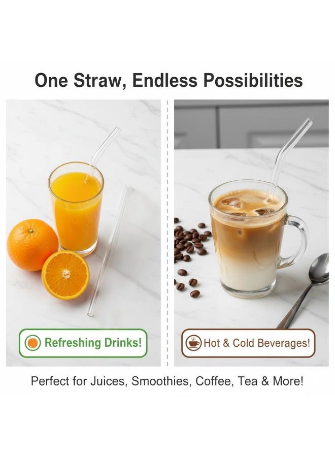 السعي للأفضل 4 قطع من قشات الشرب الزجاجية الشفافة القابلة لإعادة الاستخدام مع فرشاة شفافة 20 سم - Image 5