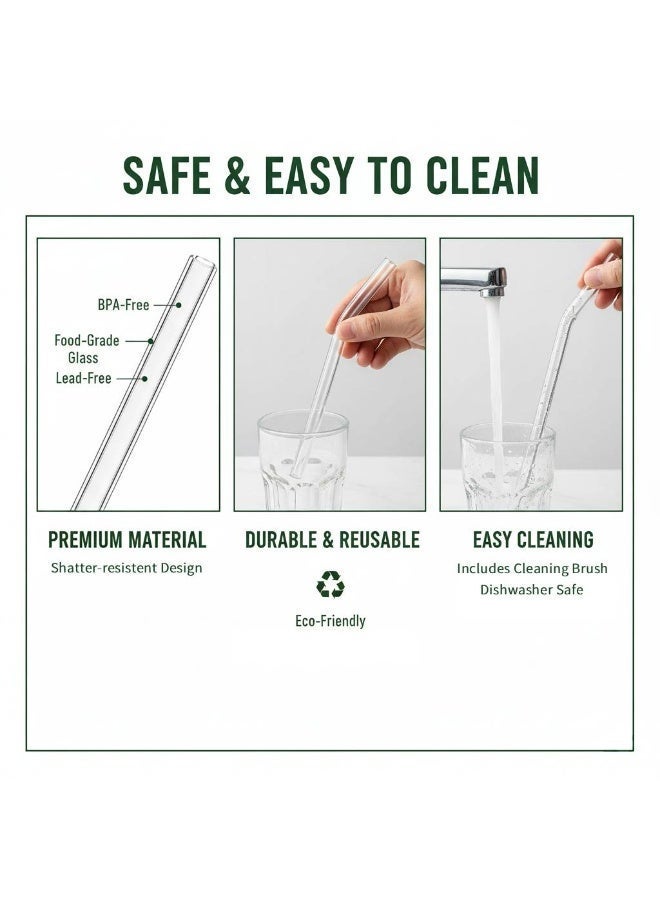 السعي للأفضل 4 قطع من قشات الشرب الزجاجية الشفافة القابلة لإعادة الاستخدام مع فرشاة شفافة 20 سم - Image 4