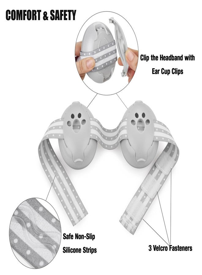 PandaEar حماية أذن باندا إير للأطفال، سماعات إلغاء الضوضاء للأطفال، سماعات تخفيض الضوضاء للرضع والأطفال الصغار (أبيض ورمادي) - Image 2