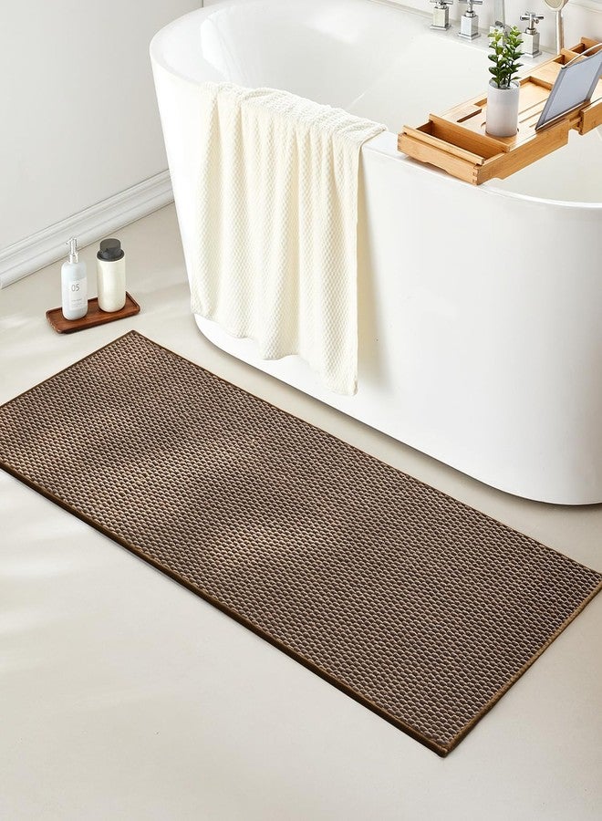 TYUU Bathroom Runner Rug, Long Bath Mat Washable Thin Quick Dry Low Pile Bathroom Runner Rugs 24 x 60 Non Slip, Brown 24"x60" - Image 1