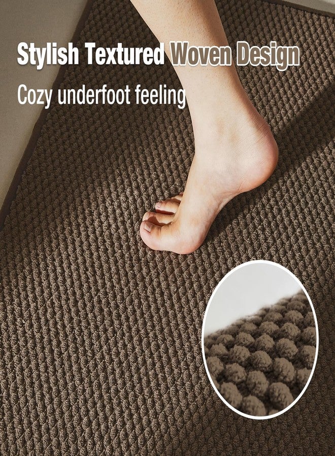 TYUU Bathroom Runner Rug, Long Bath Mat Washable Thin Quick Dry Low Pile Bathroom Runner Rugs 24 x 60 Non Slip, Brown 24"x60" - Image 2