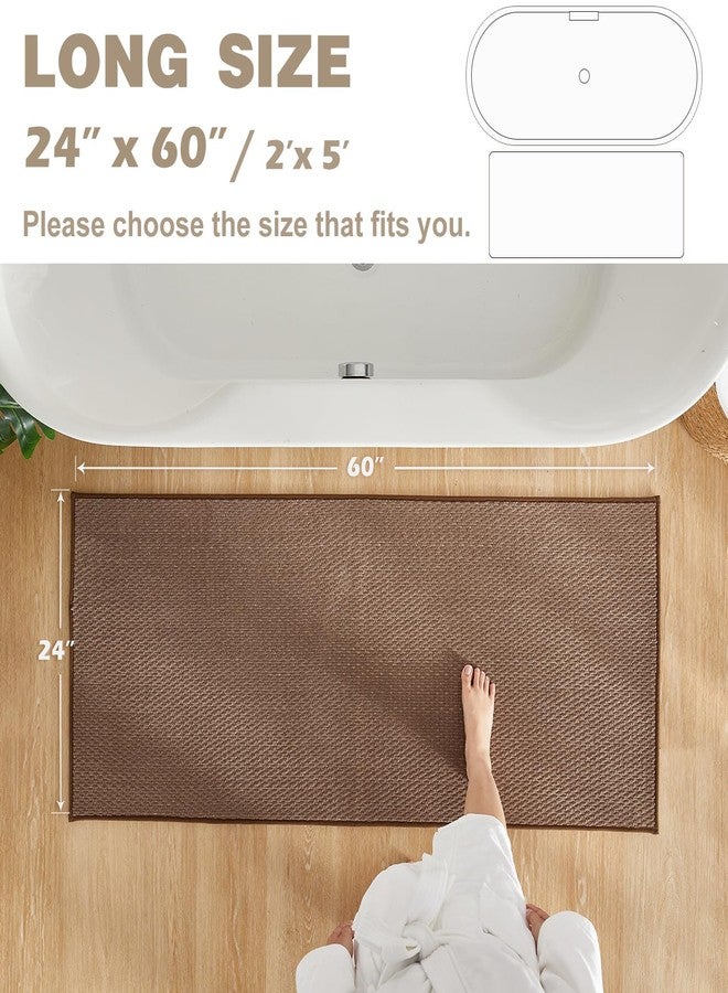 TYUU Bathroom Runner Rug, Long Bath Mat Washable Thin Quick Dry Low Pile Bathroom Runner Rugs 24 x 60 Non Slip, Brown 24"x60" - Image 5