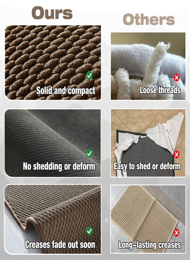 TYUU Bathroom Runner Rug, Long Bath Mat Washable Thin Quick Dry Low Pile Bathroom Runner Rugs 24 x 60 Non Slip, Brown 24"x60" - Image 3