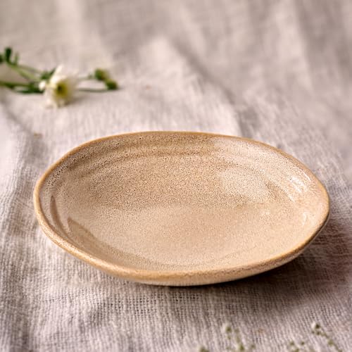 CÜRAA by YFL Home Rustic Facet and Flow Collection Pasta Bowl Set of 2 | Microwave-Safe Pasta Plate,Ceramic Serving Bowl | Pasta Serving Plate | 8 Inches Pasta/Maggi/Macaroni Plate | 650ml Each - Image 1