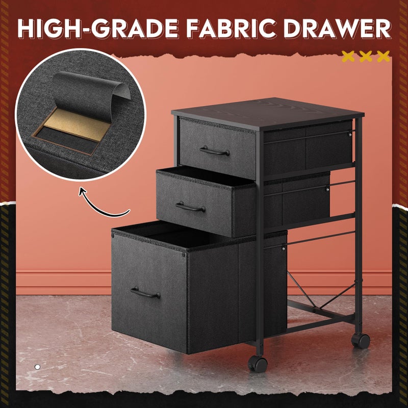 DEVAISE Mobile File Cabinet, Rolling Printer Stand with 3 Drawers, Fabric Vertical Filing Cabinet fits A4 or Letter Size for Home Office, Black - Image 3