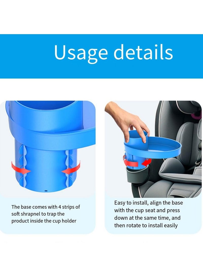 Car Snack Tray with Cup Holder, Stay Organized, Child Car Seat Accessory, Less Mess, Universal Expander Tray for Car Food Eating, Suitable for Adults, Toddlers, Babies from 3 Months, Travel Road Trip Must-Have, Sky Blue - Image 4