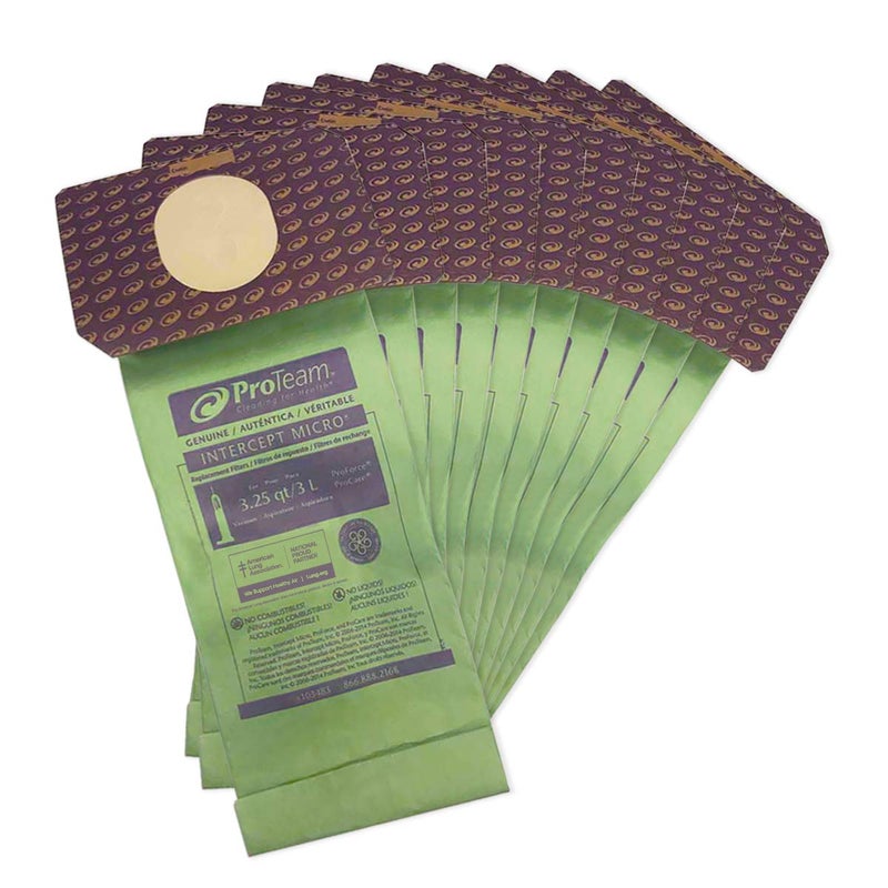 ProTeam 103483 Intercept Micro Filter Bags with 3.25-Quart Capacity, 10-Pack of Replacement Vacuum Filters, Green - Image 4