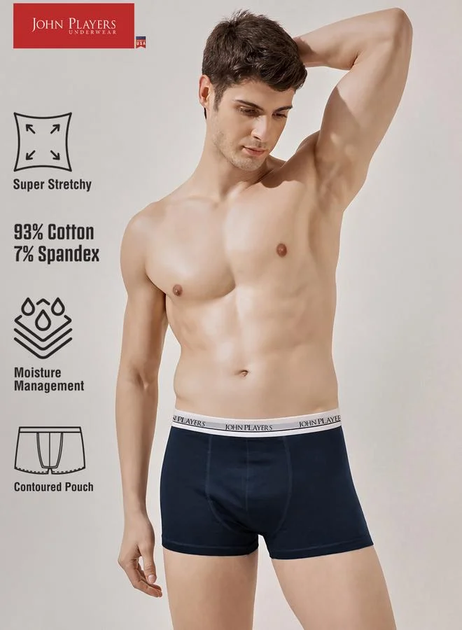 John Players Pack of 2 - Multi-Color Cotton Trunks with Printed Logo Waistband