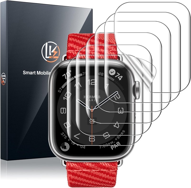 LK 6 Pack for Apple Watch Screen Protector 45mm Series 9 8 7 [New Version] Anti-Scratch, Self-Healing Soft TPU Screen Protector for Apple Watch 45mm, Bubble Free, HD Transparent, Touch Sensitive - Image 1