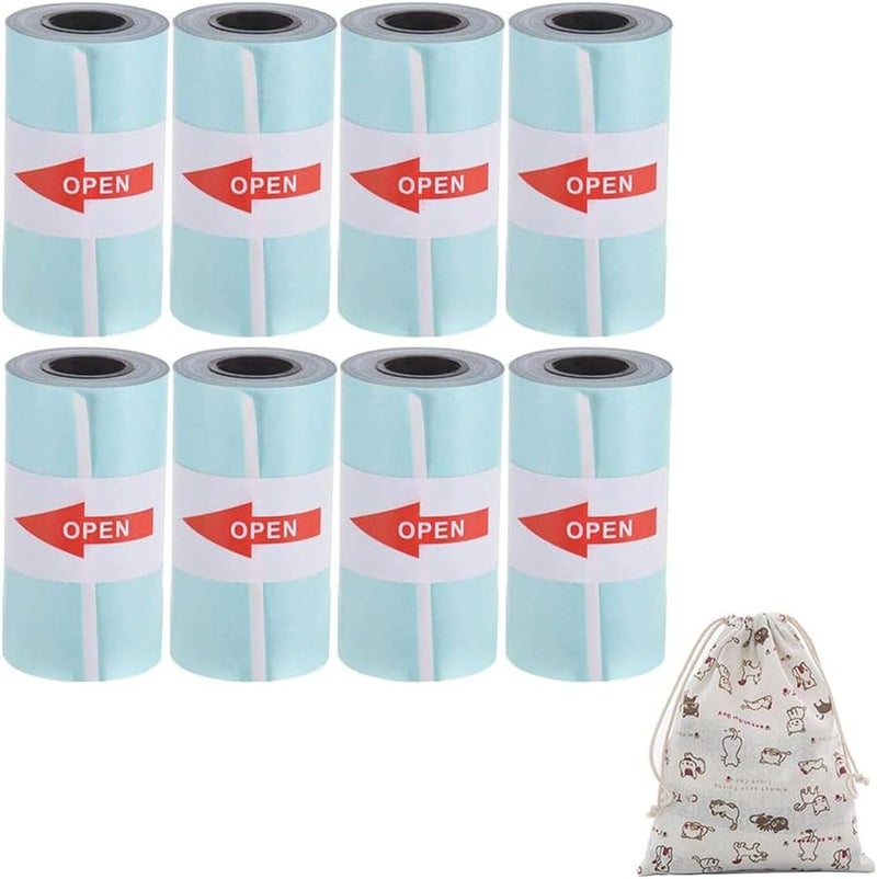 جيه زد اس ورق حراري مع لفة ورق لاصقة ذاتية اللصق قابلة للطباعة مباشرة 57 × 30 مم لطابعة الصور الصغيرة Peripage A6 Pocket Paperang P1 / P2 ، 8 لفات مع حقيبة تخزين الطابعة - Image 1