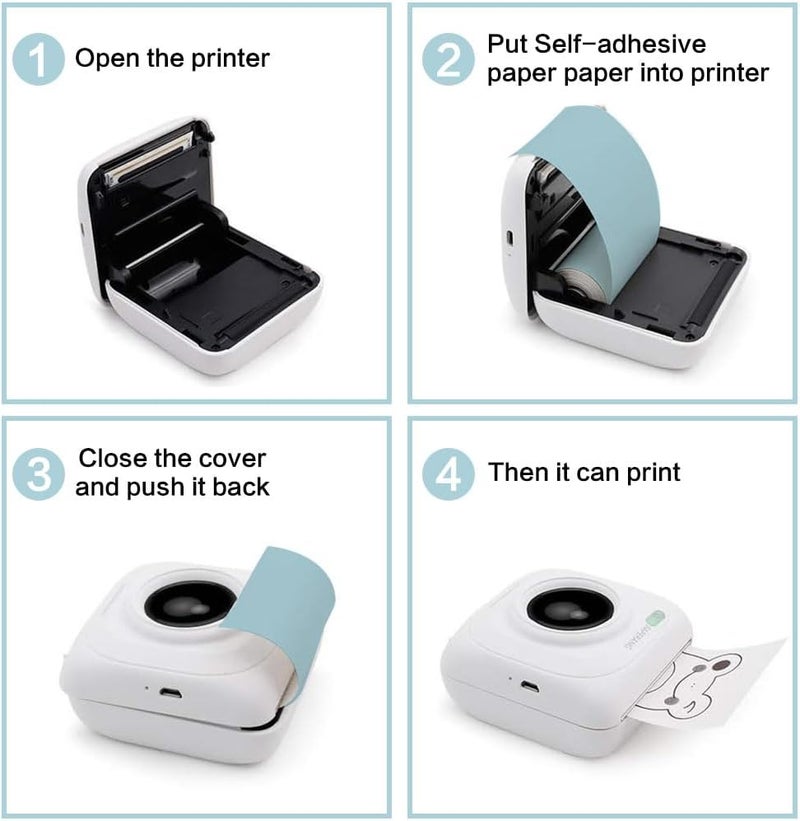 جيه زد اس ورق حراري مع لفة ورق لاصقة ذاتية اللصق قابلة للطباعة مباشرة 57 × 30 مم لطابعة الصور الصغيرة Peripage A6 Pocket Paperang P1 / P2 ، 8 لفات مع حقيبة تخزين الطابعة - Image 3