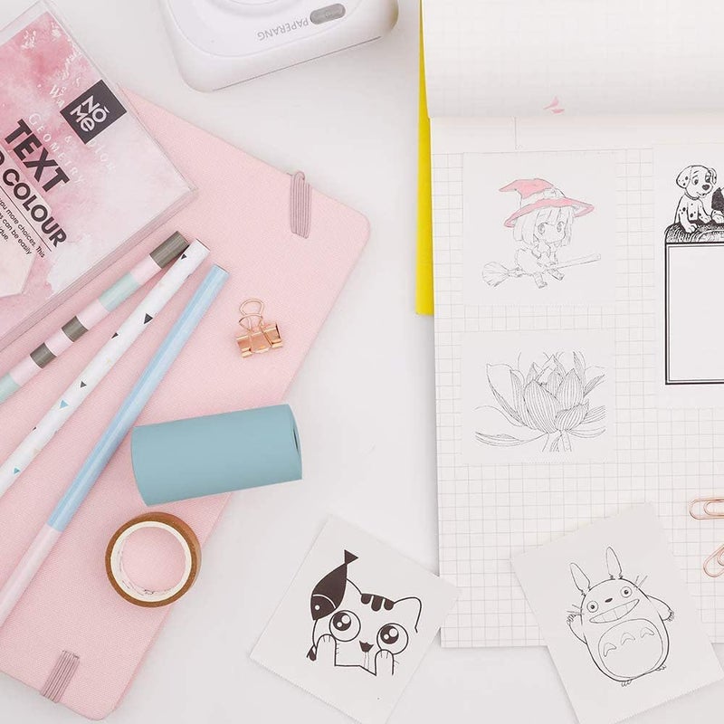 جيه زد اس ورق حراري مع لفة ورق لاصقة ذاتية اللصق قابلة للطباعة مباشرة 57 × 30 مم لطابعة الصور الصغيرة Peripage A6 Pocket Paperang P1 / P2 ، 8 لفات مع حقيبة تخزين الطابعة - Image 5