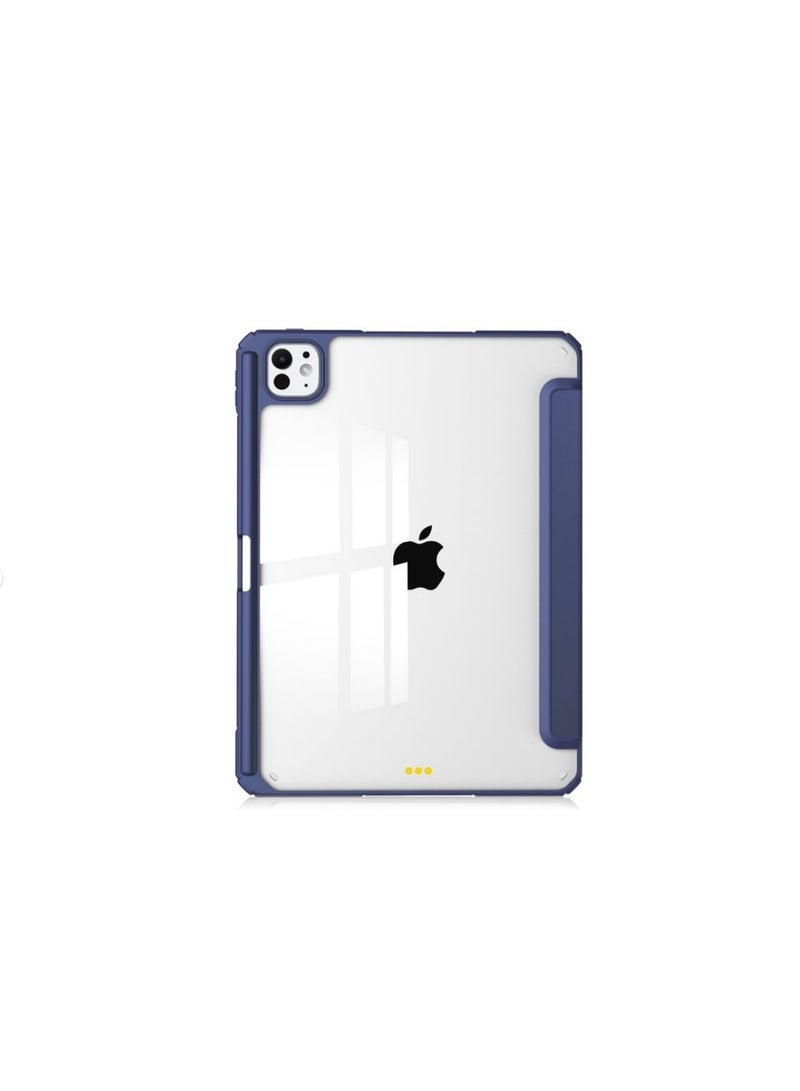 إيفو جراب هجين نحيف لجهاز iPad Pro 13 - 2025 (الجيل الثامن) M5، غطاء حماية ثلاثي الطي مقاوم للصدمات مع غطاء خلفي شفاف وحامل قلم مدمج لجهاز iPad Pro 13 بوصة 2025، أزرق داكن - Image 2