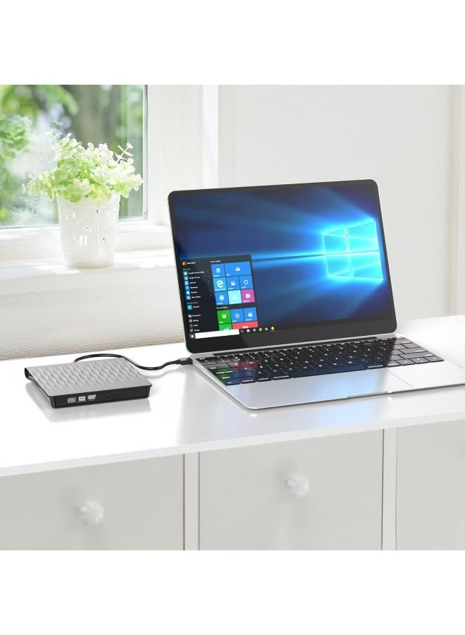 Captaintech Ultra-Slim External DVD Drive - Dual USB 3.0 & USB-C High-Speed CD/DVD Burner & Reader for Laptop, Desktop, and MacBook - Image 4