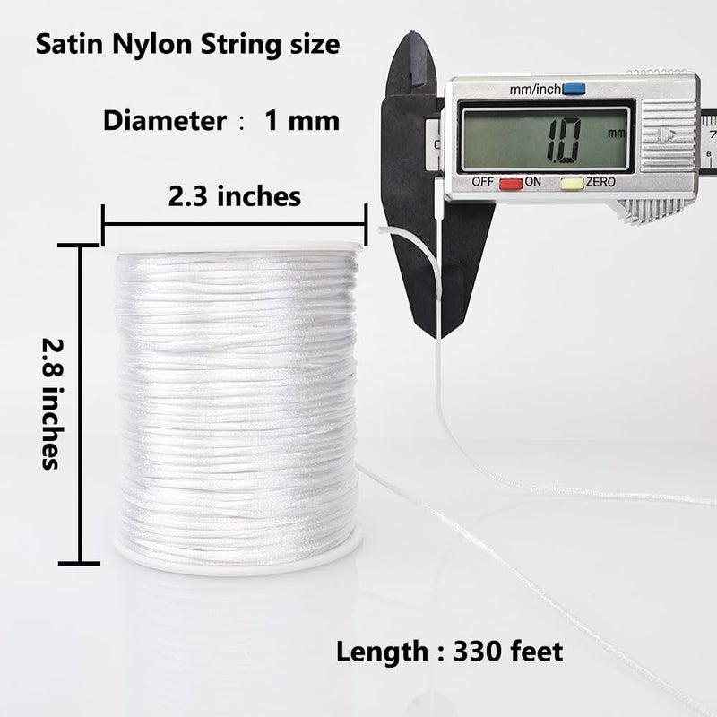 LUSTEMBER 330 Feet Satin Nylon String, 1 mm Silky Smooth Durable Nylon Cord for Jewelry Making, Bracelets, Beading, Necklaces, Macrame, Kumihimo, Rattail, and Chinese Knot Craft - Image 2