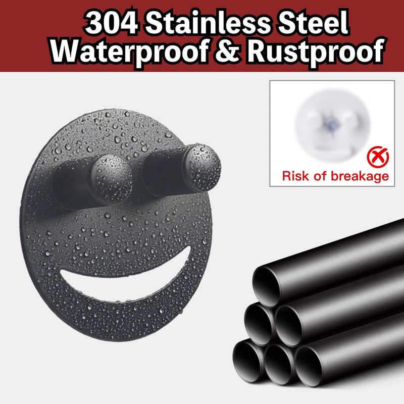 BekPooQ Stainless Steel Smiley Face Sponge Holder with Adhesive Hook - No Falling Risk, Rustproof Sink Sponge Holder for Kitchen, Bathroom&RV Apartment, Keep Happy Face Sponges Dry and Odor Free, Black - Image 4