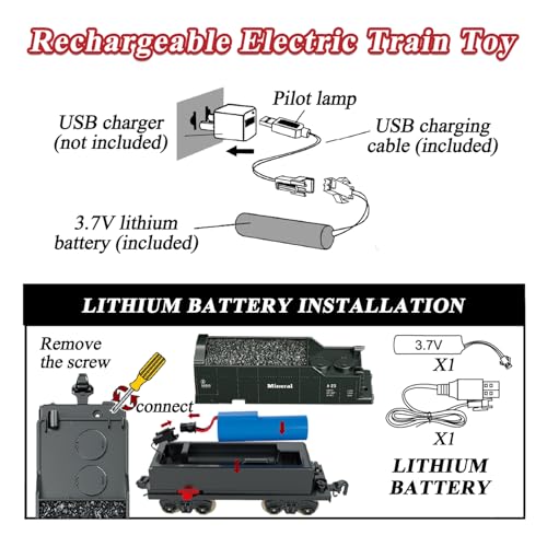 Hitish Train Set for Kids, Electric Train Toys with Realistic Light Sounds Smoke, Christmas Train Model Gifts for Toddlers Boys Girls, Steam Locomotive, Luxury Track & 2 Glowing Passenger Carriages - Image 4