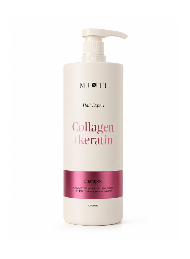 MIXIT Collagen & Keratin Laminating Shampoo for Frizzy Hair, Smoothing Anti-Frizz Shine, 1000ml - Image 1