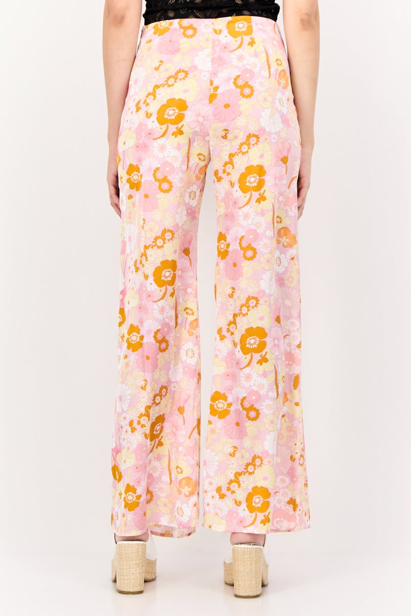 Maje Women Regular Fit Floral Print Flare Leg Pants, Multicolor - Image 4